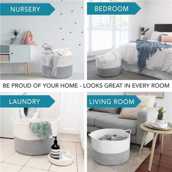 XXXL WASHABLE Blanket Basket Large 2PCs Blanket Storage Living Room - XXX Large - Picture 4 of 6